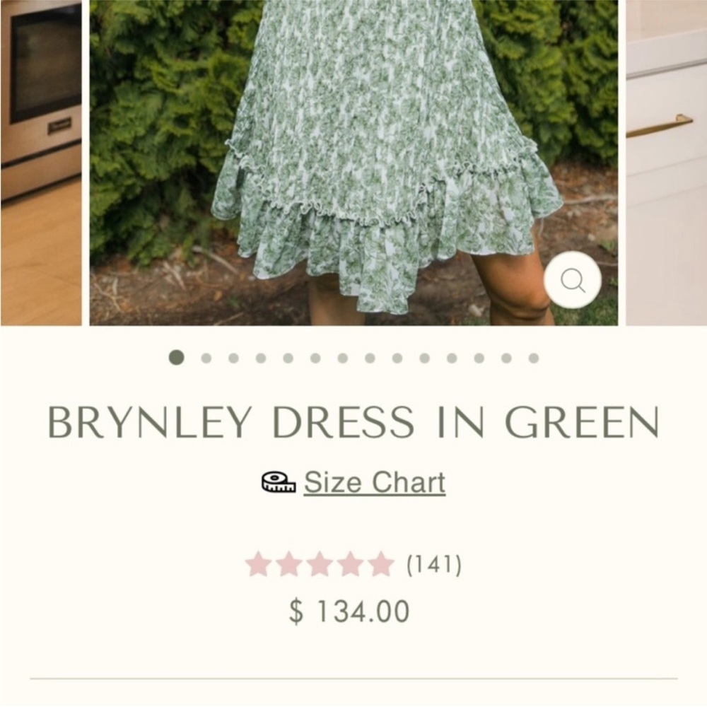 Ivy City Co. BRYNLEY Mini Dress Green Floral Small - Picture 3 of 3
